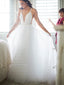 A-line Lace Boho Detachable Tulle Beach Mermaid Long Wedding Dress, WD0566