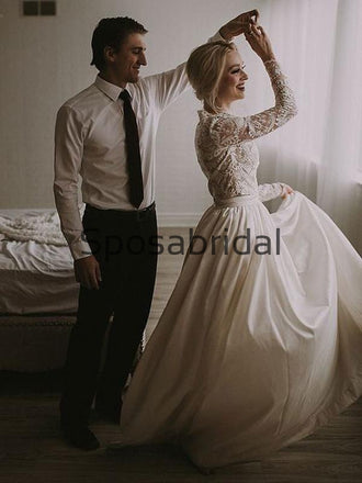 A-line Tulle Top Lace Beach Vintage Long Wedding Dresses WD0567