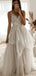 Spaghetti Strap A-line Lace V-Neck Country Vintage Wedding Dresses, WD0601