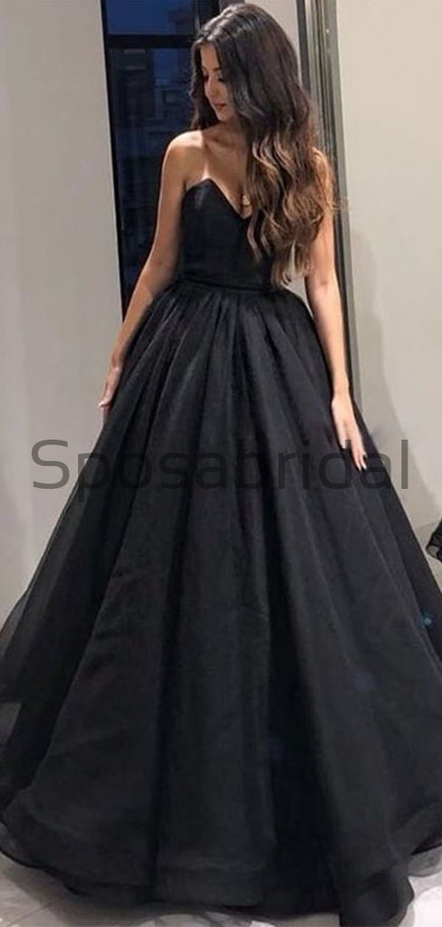 A-line Black Organza-Sweetheart Floor Length Sexy Prom Dresses, Evening Dress PD1983