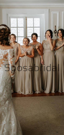 A-line Lace Chiffon Elegant Fashion Floor-length Bridesmaid Dresses WG601