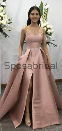 A-line Long Satin Simple Elegant High Quality Fashion Prom Dresses PD1804