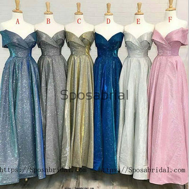 A-line Off the Shoulder Sparkly Fashion Most Popular Prom Dresses PD2006