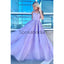 A-line Purple Lace Spaghetti Straps Elegant Prom Dresses PD2130