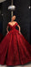A-line Red V-neck Off the shoulder Modest Gorgeous Long Prom Dresses PD1535