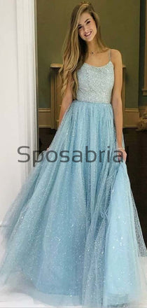 A-line Spaghetti Straps Vintage Tulle Modest Prom Dresses PD2023