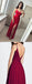 A Line Red Simple Modest Elegant Cheap Sexy Long Prom Dresses, PD0827 - SposaBridal