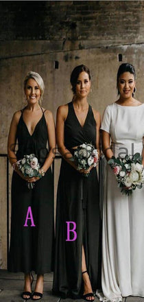 Affordable Black Mismatched  Long Formal Bridesmaid Dresses WG742