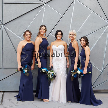 Affordable Country Halter Mermaid Long Bridesmaid Dresses WG802