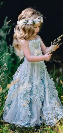 Blue Cute Halter Popular Flower Girl Dresses, FG149