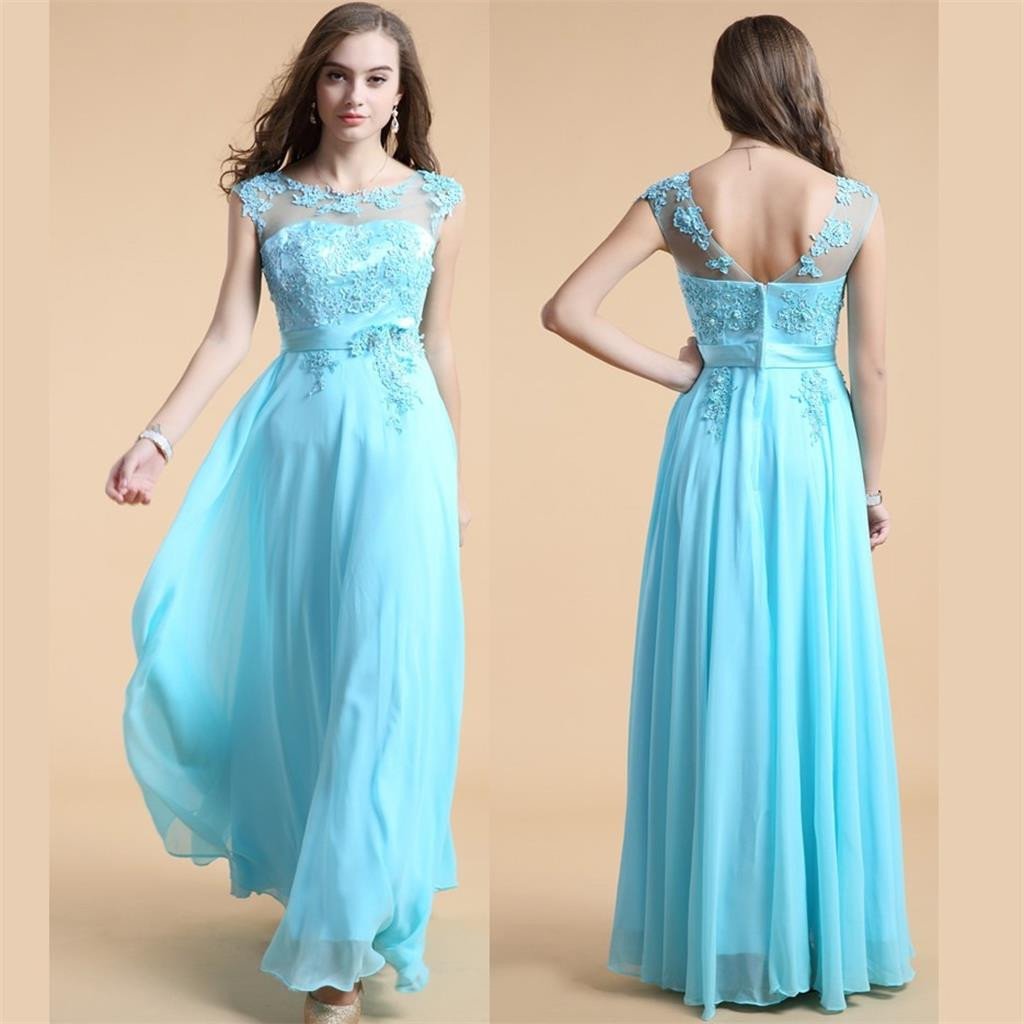 Blue A-line Pretty Cheap Party Evening Long Prom Dresses Online,PD0126 - SposaBridal