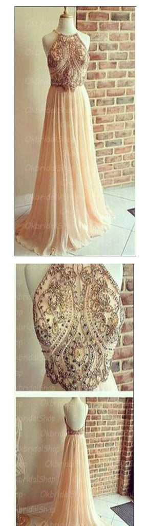 Backless A-line Chiffon Straps  Popular Cocktail Evening Long Prom Dresses Online,PD0159 - SposaBridal