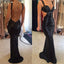 Black Sequined Sparkle Sexy Backless Party Cocktail Evening Long Prom Dresse, PD0200