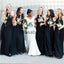 Black Halter Modest Formal Long Beach Bridesmaid Dresses WG847