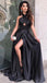 Black Long Modest Elegant Sexy Fashion Simple Prom Dresses, PD1048