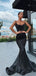 Cheap Black Satin Mermaid Simple Formal Prom Dresses with slit PD2169