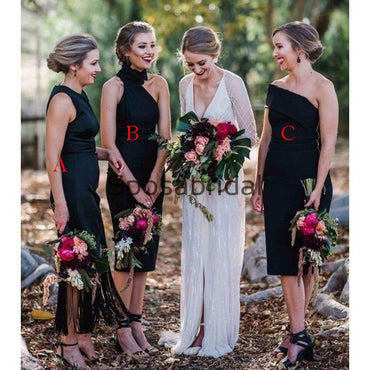Black Short Mismatched Elegant Simple Bridesmaid Dresses WG849
