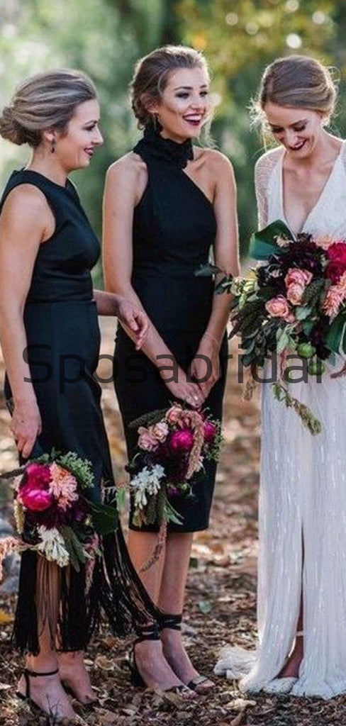 Black Short Mismatched Elegant Simple Bridesmaid Dresses WG849