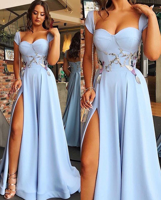 Blue A-line Sweetheart  Cheap Modest Unique Hot Sale Prom Dresses, evening dresses, PD0910 - SposaBridal