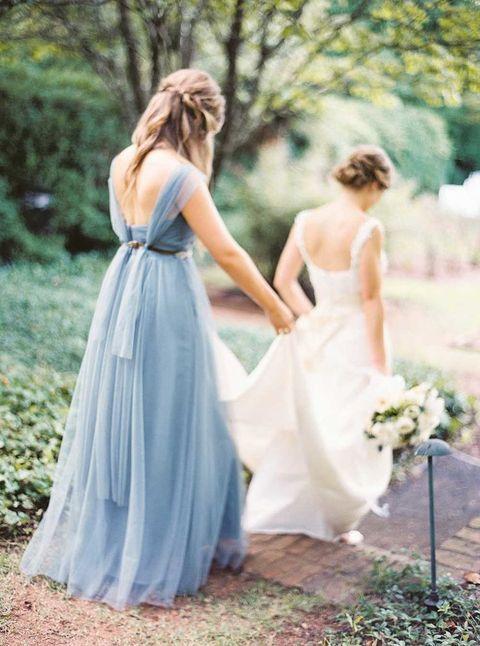 Blue Grey Cheap Long Tulle Mismatched Convertible Pretty Modest Mismatched Fairy Bridesmaid Dresses, Custom Cheap Bridesmaid dresses, WG250 - SposaBridal