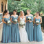 Blue Mismtched A-line Popular High Quality Chiffon Long Bridesmaid Dresses WG565
