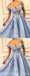 Blue Off Shoulder Appliques A-line Elagant Fairy Long Modest Beautiful Prom Dresses,PD1098
