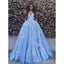 Blue Off  The Shhoulder V-Neck Long Prom Gown, Formal High  Quality Floor-length Prom Dresses,PD1147