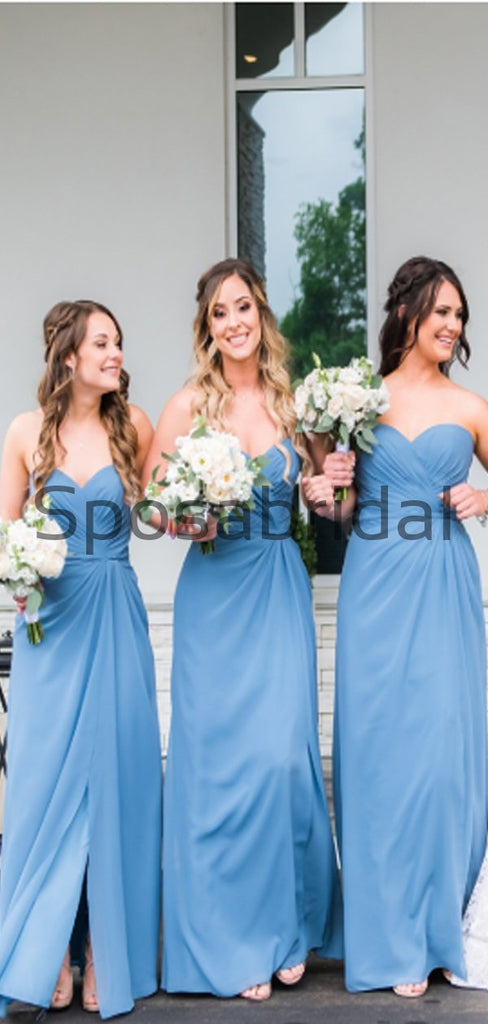 Blue Sweetheart A-line Simple Cheap Chiffon Bridesmaid Dresses WG610