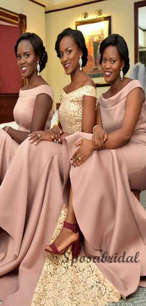 Blush Pink Off the Shoulder Bridesmaid Dresses WG907