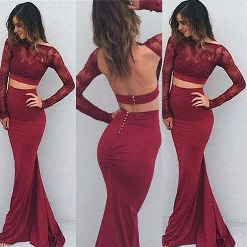 Red Sexy Spaghetti Straps Open Back Mermaid Party Prom Dresses, PD0119