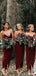 Burgundy Short Straps Simple Popular Bridesmaid Dresses WG751
