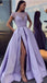 Charming Lilac Side Split Beaded See Charming Lilac Side-slit Beaded Cap Sleeve Long Prom Dress, PD1012Cap Sleeve Prom Dresses,Long Prom Dress ,PD1012