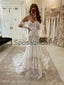Charming Mermaid Lace Vintage Country Modest Wedding Dresses WD0424