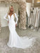 Charming Mermaid V-neck Long Sleeves Elegant Modest Wedding Dresses, WD0426