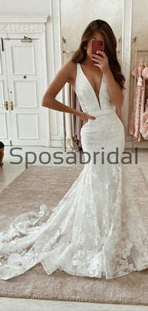 Charming Mermaid Unique Lace Dream Romantic Wedding Dresses WD0437