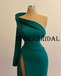 Charming One Shoulder Green Mermaid Evening Prom Dresses PD2363