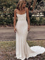 Charming Spaghetti Straps Simple Modest Beach Wedding Dresses WD0443
