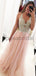 Charming A-line V-Neck Tulle Elegant Formal Modest Prom Dresses PD1784