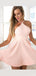 Cheap Blush Pink Halter A-line Backless Short Homecoming Dress, CM506