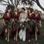 Cheap Burgundy V-Neck Short Sleeves Popular Bridesmaid Dresses WG684