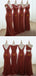 Desert Rose Rust Mismatched Vevelt Mermaid Long Bridesmaid Dresses, WG931