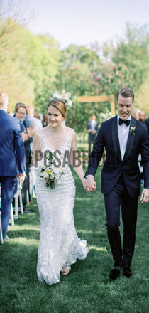 Cheap V-Neck Mermaid Lace Beach Vintage Wedding Dresses WD0514