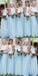 Cheap Chiffon Newest Beach Affordable High Neck Blue Popular Simple Long Bridesmaid Dress, PD0401 - SposaBridal