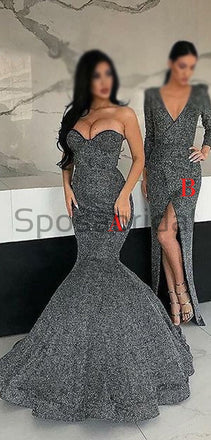 Cheap Gray Seqin Mermaid Simple Formal Modest Long Prom Dresses, Elegant Prom dress PD1621