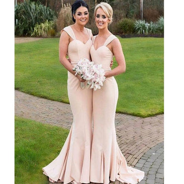 Cheap Mermaid Elegant Simple Bridesmaid Dresses, 2019 Straps Wedding Party Dresses, WG275 - SposaBridal