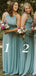 Elegant Multi Style Baby Blue Flowy Chiffon Cheap Long Bridesmaid Dress, BD3029