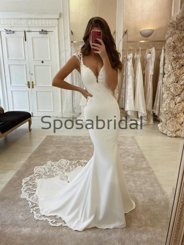 Country Vintage Mermaid Satin Elegant  Wedding Dresses, Prom Dresses WD0453