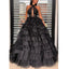 Custom Black A-line High Neck Elegant Formal Modest Prom Dresses, Ball Gwon PD1873