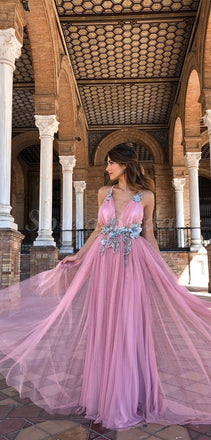 Custom Pink Elegant Pretty Unique Modest Long Prom Dresses, party dresses,PD1428