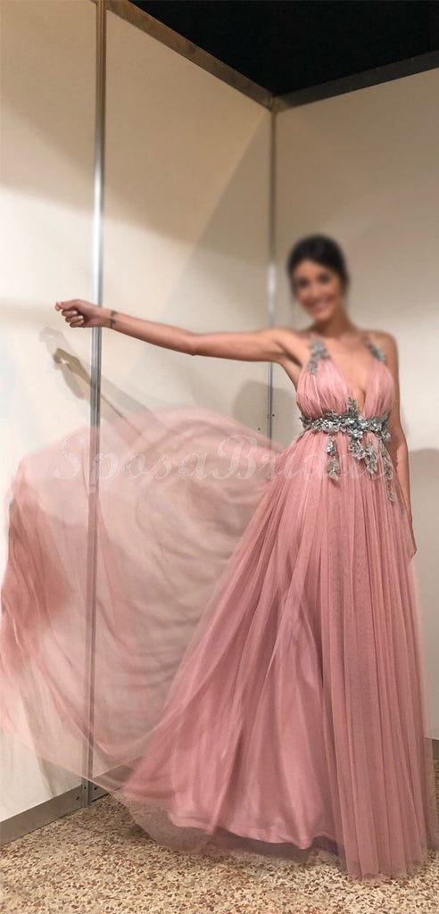Custom Pink Elegant Pretty Unique Modest Long Prom Dresses, party dresses,PD1428